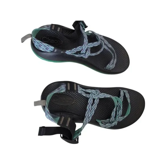 Girls Chaco Green Purple Sandals 4 Summer - Picture 2 of 5